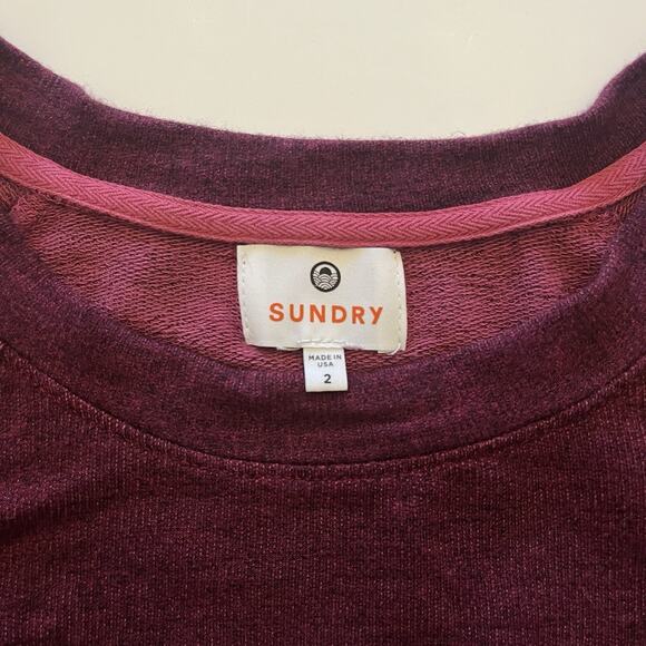 Sundry Sweatshirt Womens 2 Medium Burgundy Maroon Space Dye Crewneck Pullover - Picture 6 of 10